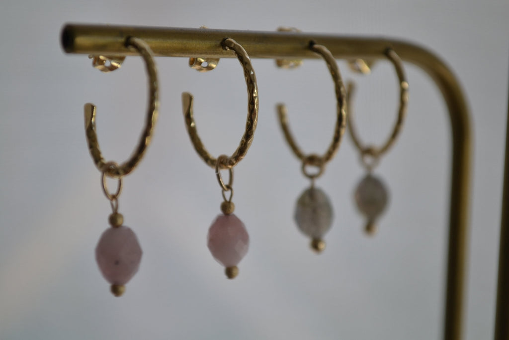 APHRODITE – Quartz Rose boucles d'oreilles, , création artisanale – L'Harmonie Précieuse