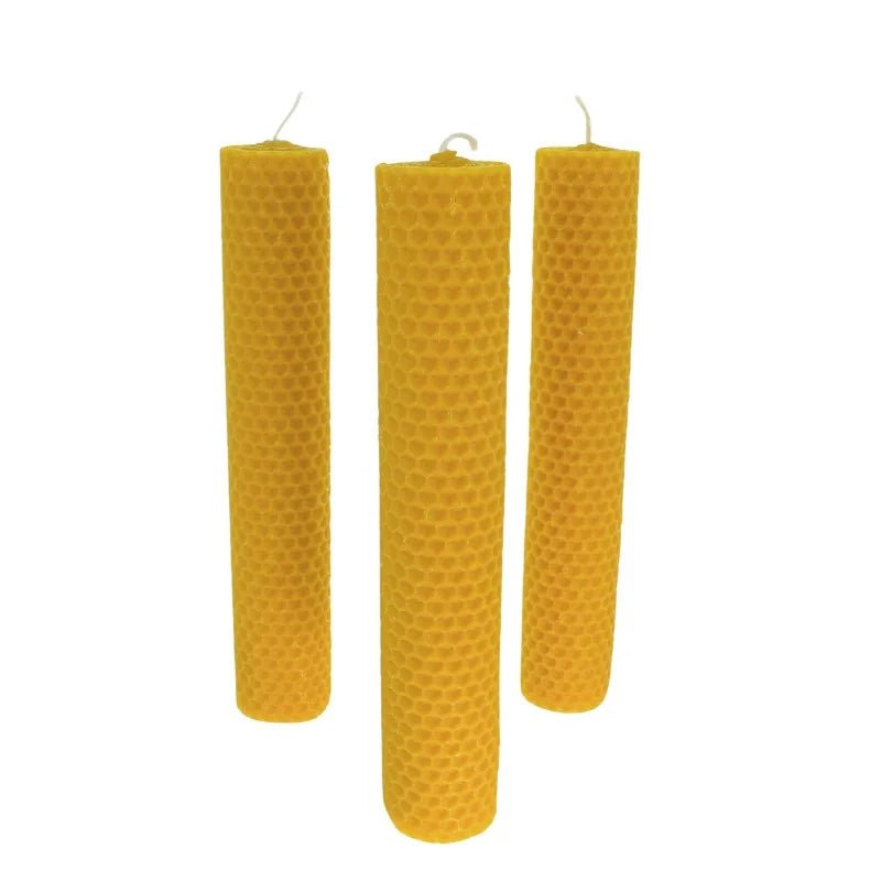 Bougie chandelle en cire d’abeille roulée à la main – 25 cm, , création artisanale – L'Harmonie Précieuse