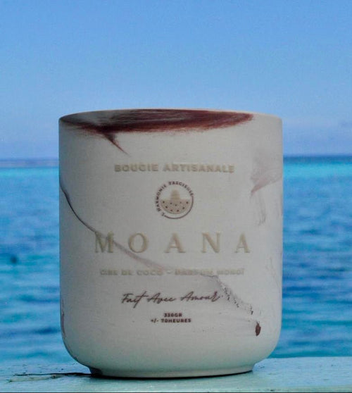 Bougie MOANA, parfum signature L’Harmonie Précieuse, voyage vers Moorea – 180 ml / 340 ml, , création artisanale – L'Harmonie Précieuse